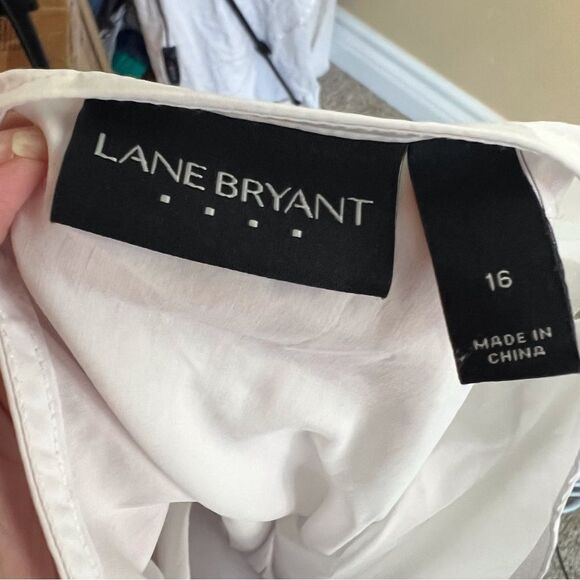 Lane Bryant Womens Size‎ 16 Plus Flare Sleeve Peplum Tope White Eyelet Lace Trim - Picture 5 of 7